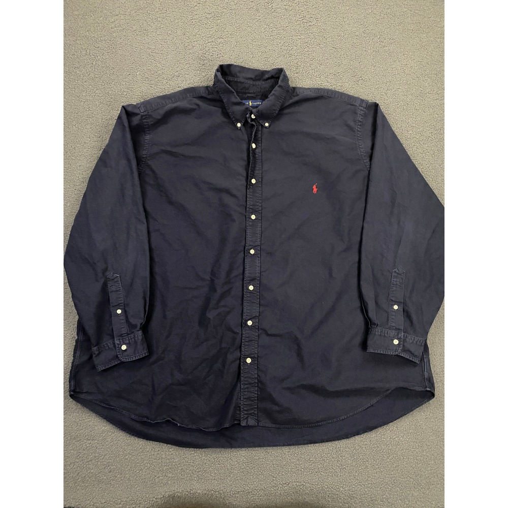 Ralph Lauren Shirt Mens 4XB Big & Tall Navy Oxford Cloth OCBD Button Down Pony